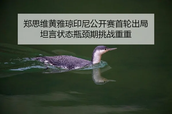 郑思维黄雅琼印尼公开赛首轮出局 坦言状态瓶颈期挑战重重